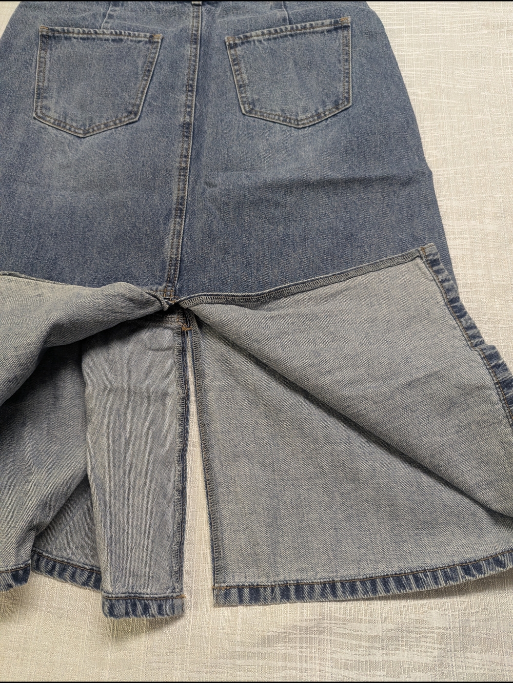 Vintage Teenie Weenie Denim Midi Skirt High Waist Blue - Picture 7 of 13